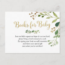 Gold Greenery Baby shower Boeken voor Baby