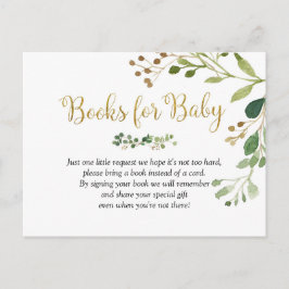 Gold Greenery Baby shower Boeken voor Baby Uitnodiging Briefkaart