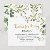Gold Greenery Baby shower Boeken voor Baby Uitnodiging Briefkaart (Voorkant / Achterkant)