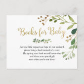 Gold Greenery Baby shower Boeken voor Baby Uitnodiging Briefkaart (Voorkant)