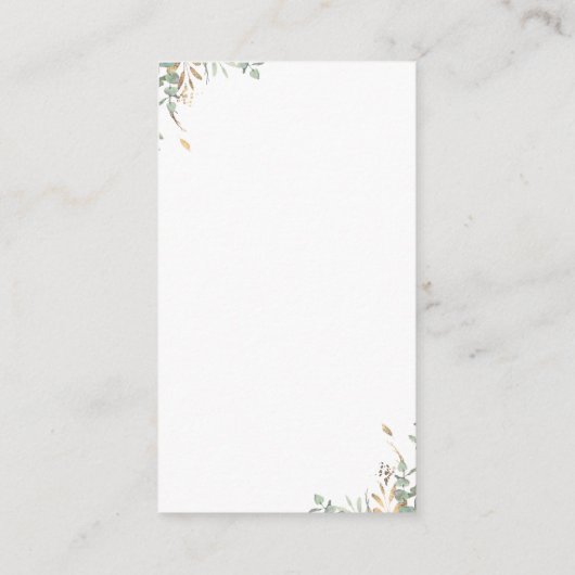 Gold Greenery Baby shower Diaper Raffle Informatiekaartje (Achterkant)