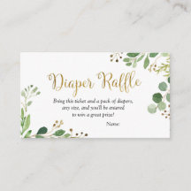 Gold Greenery Baby shower Diaper Raffle