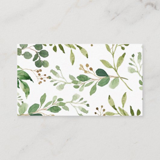 Gold Greenery Baby shower Diaper Raffle Informatiekaartje (Achterkant)