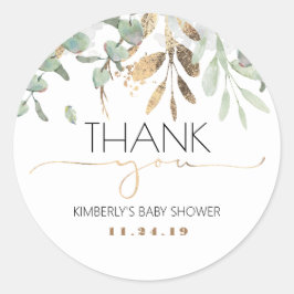 Gold Greenery Baby shower Ronde Sticker