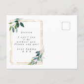 Gold Greenery, ben jij mijn bruidsmeisje kaart? Aankondigingskaart (Achterkant)