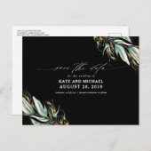 Gold Greenery Black Herfst Bewaar de datum Briefkaart (Voorkant / Achterkant)