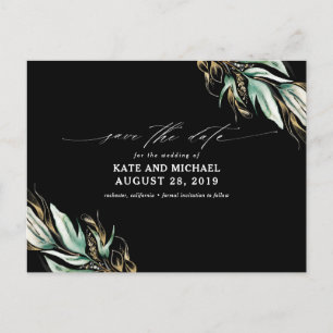 Gold Greenery Black Herfst Save the Date Briefkaart