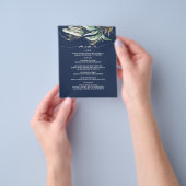 Gold Greenery Branch Navy Blue Menu (Hand)