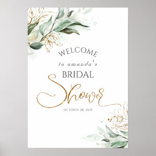 Gold Greenery Bridal / Baby shower Welkom Poster