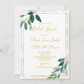 Gold Greenery Bridal Shower-uitnodigingen Save The Date (Voorkant)