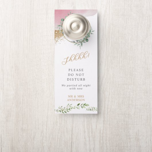 Gold Greenery bruiloft welkom niet storen Deurhanger (Op knop)