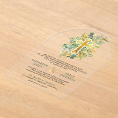 Gold Greenery Catholic Wedding Acryl Uitnodigingen (Laagn)