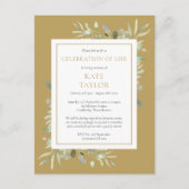 Gold Greenery Celebration of Life Invitation Aankondigingskaart (Voorkant)