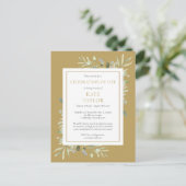Gold Greenery Celebration of Life Invitation Aankondigingskaart (Staand voorkant)