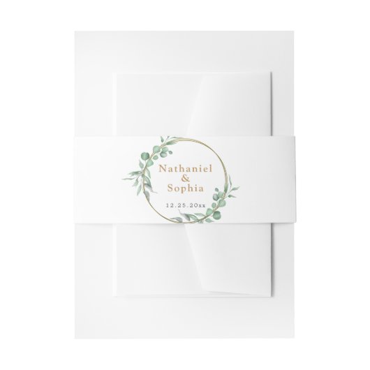 Gold Greenery: de bruiloft van de uitnodigingsbuik Uitnodigingen Wikkel (Voorkant Voorbeeld)