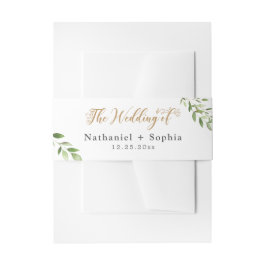 Gold Greenery: de bruiloft van de uitnodigingsbuik Uitnodigingen Wikkel