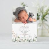 Gold Greenery Eucalyptus Baptisme Hartelijk dank Bedankkaart (Staand voorkant)