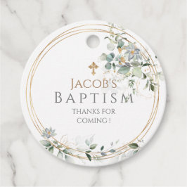 Gold Greenery Eucalyptus Boy Baptisme Bedankjes Labels