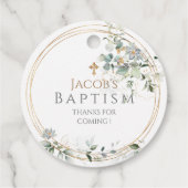 Gold Greenery Eucalyptus Boy Baptisme Bedankjes Labels (Achterkant)