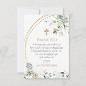 Gold Greenery Eucalyptus Boy Baptisme Bedankkaart (Voorkant)