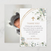 Gold Greenery Eucalyptus Boy Baptisme Bedankkaart (Voorkant / Achterkant)