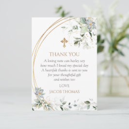 Gold Greenery Eucalyptus Boy Baptisme Bedankkaart