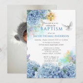 Gold Greenery Eucalyptus Boy Baptisme Invitation Kaart (Voorkant / Achterkant)