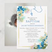 Gold Greenery Eucalyptus Boy Baptisme Invitation Kaart (Voorkant / Achterkant)