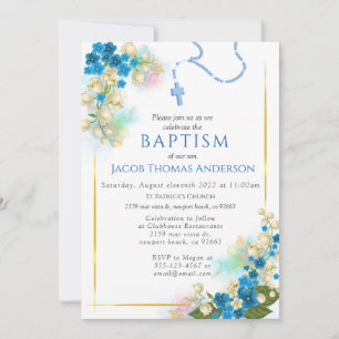 Gold Greenery Eucalyptus Boy Baptisme Invitation Kaart