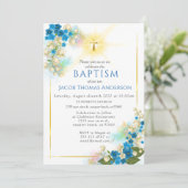 Gold Greenery Eucalyptus Boy Baptisme Invitation Kaart (Staand voorkant)