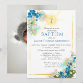Gold Greenery Eucalyptus Boy Baptisme Invitation Kaart (Voorkant / Achterkant)