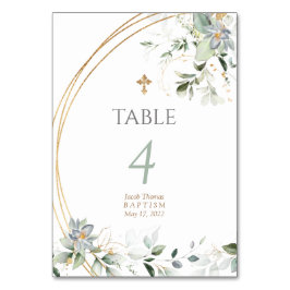 Gold Greenery Eucalyptus Boy Baptisme Table Number Kaart