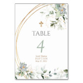 Gold Greenery Eucalyptus Boy Baptisme Table Number Kaart (Achterkant)