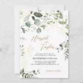 Gold Greenery Eucalyptus Photo QR Code Wedding  Kaart (Voorkant)
