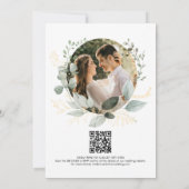 Gold Greenery Eucalyptus Photo QR Code Wedding  Kaart (Achterkant)