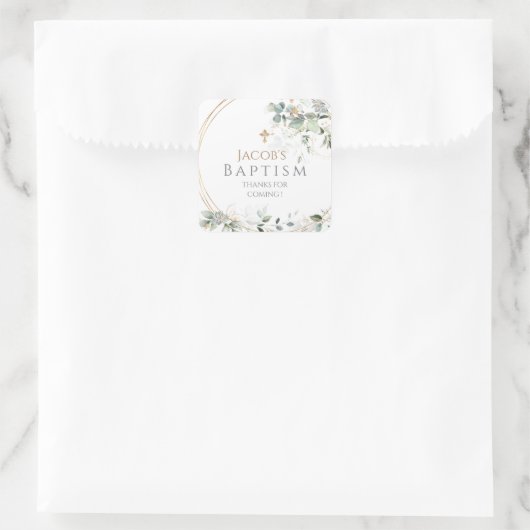 Gold Greenery Eucalyptus Square Sticker (Tas)