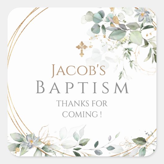 Gold Greenery Eucalyptus Square Sticker (Voorkant)