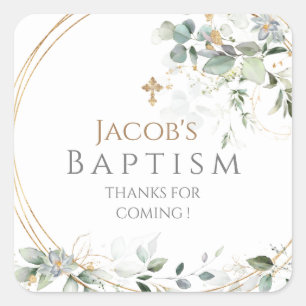 Gold Greenery Eucalyptus Square Sticker