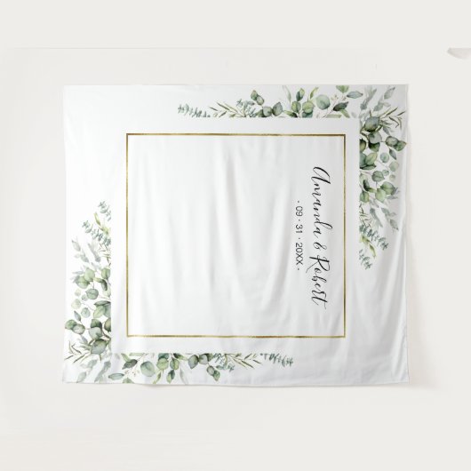 Gold Greenery Eucalyptus Weddenschap Tapestry Wandkleed (Voorkant (horizontaal))