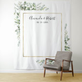 Gold Greenery Eucalyptus Weddenschap Tapestry Wandkleed (In situ)