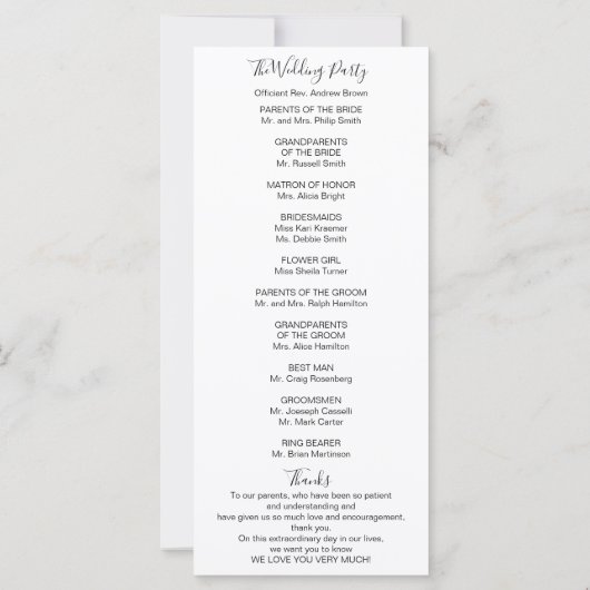 Gold Greenery Eucalyptus Wedding Programme (Achterkant)