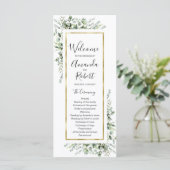 Gold Greenery Eucalyptus Wedding Programme (Staand voorkant)