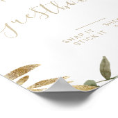 Gold Greenery Fall Weddenschap Foto Guestbook Poster (Hoek)