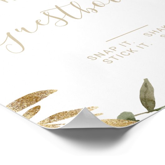 Gold Greenery Fall Weddenschap Foto Guestbook Poster (Hoek)