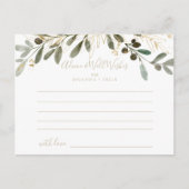 Gold Greenery Fall Wedding Advice Kaart (Voorkant)