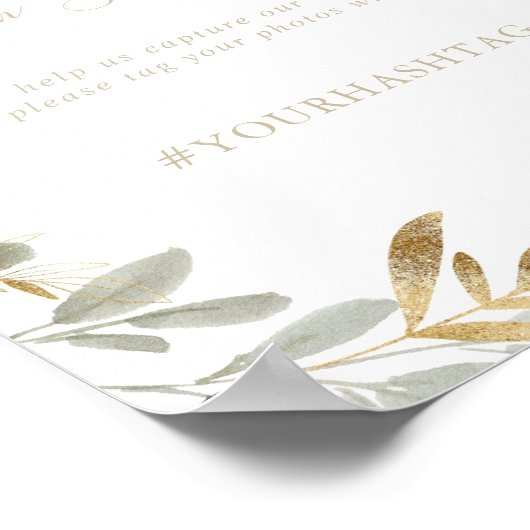 Gold Greenery Fall Wedding Oh Snap Sign Poster (Hoek)