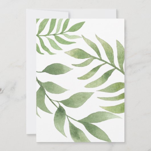 Gold Greenery Floral Leaves Wedding Kaart (Achterkant)