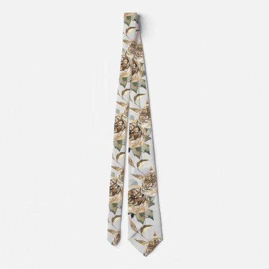 Gold & Greenery Floral Wedding Stropdas (Achterkant)