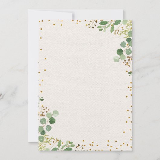 Gold Greenery Graduation Party Invite Kaart (Achterkant)