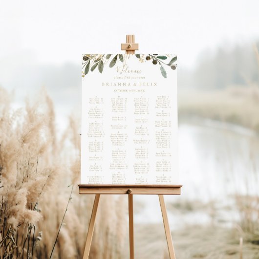 Gold Greenery Herfst Alfabetische Zitkast Poster